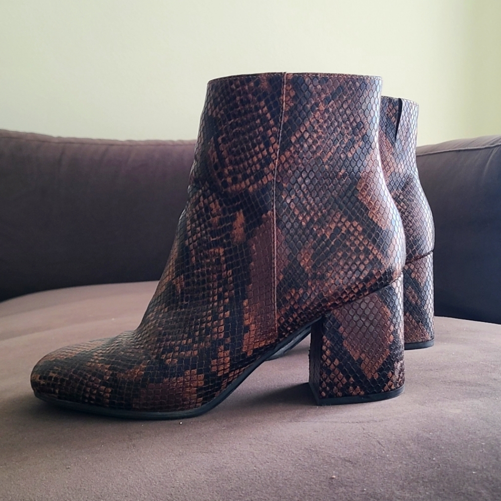 "A New Day" - Snake Skin Ankle Boots - Size 9